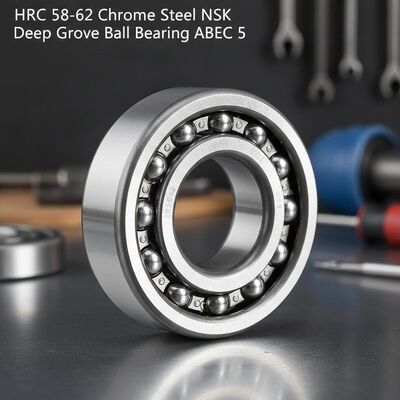 بلبرینگ ساچمه‌ای شیاردار کروم استیل NSK با سختی HRC 58-62 و دقت ABEC 5 برای ماشین آلات